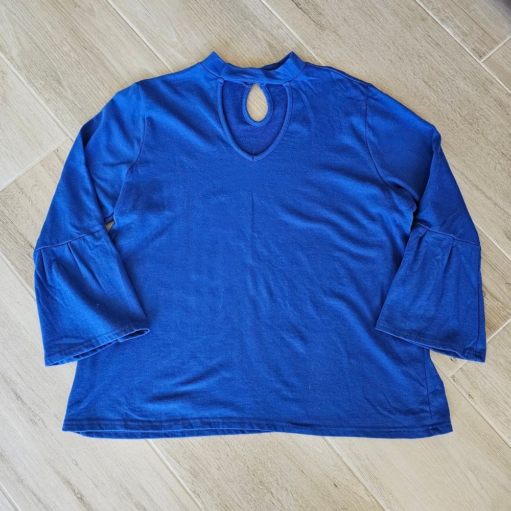 Lane Bryant Vibrant Blue Mock Neck Knit Top Bell Sleeves Size 18/20
